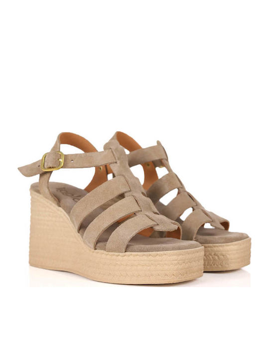 Бежови Платформи С Тънки Каишки Made In Greece
