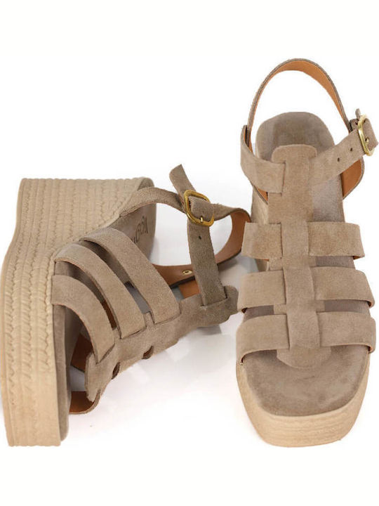 Бежови Платформи С Тънки Каишки Made In Greece