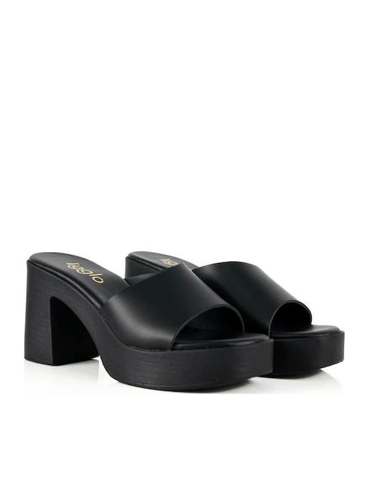 Black Mules With Single Leather Strap
