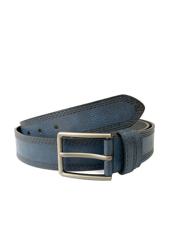 Men's Belt from Artificial Leather Blue