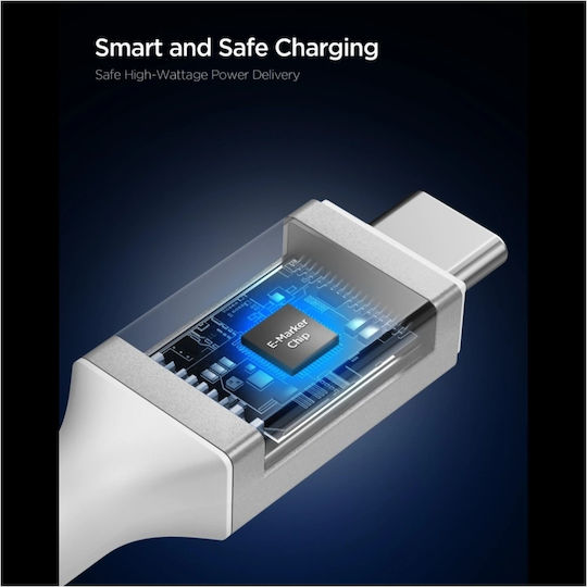 Spigen USB 2.0 Kabel USB-C männlich - USB-C 100W PD Weiß 1,5m ACA10420