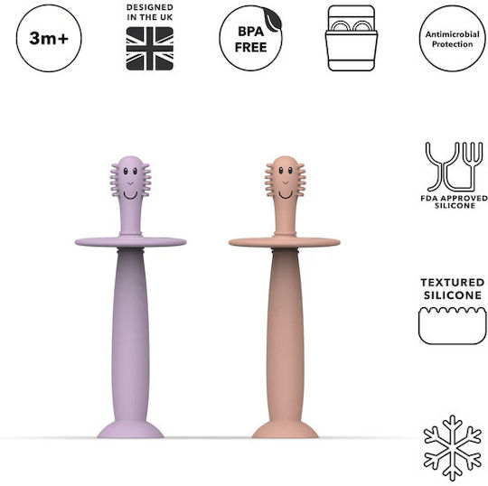 Matchstick Monkey Комплект Бебешки Четки За Зъби За 3м+ 2 Бройки Розови