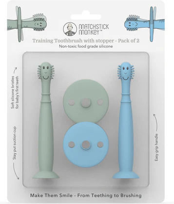Matchstick Monkey Set Baby Toothbrushes For 3m+ 2 Pieces Green
