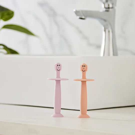 Matchstick Monkey Комплект Бебешки Четки За Зъби За 3м+ 2 Бройки Розови