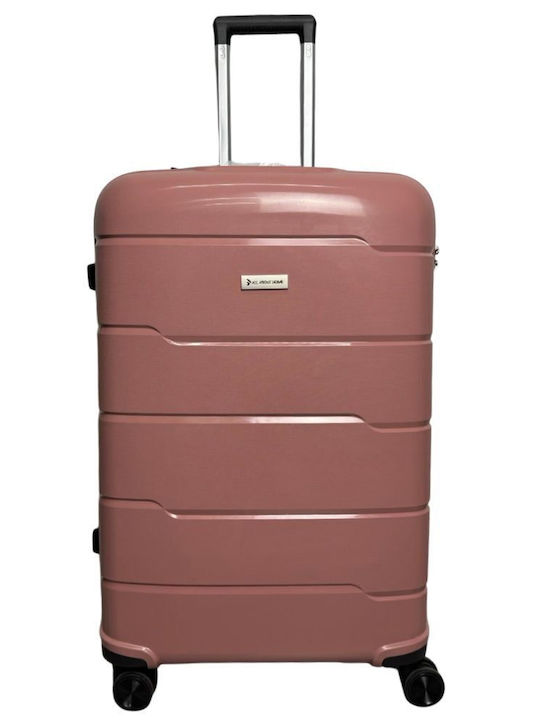 Hard Travel Suitcases Rose Gold with 4 Wheels Set of 3 Pieces