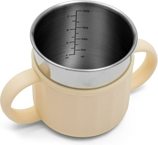 New Baby Cana de antrenament pentru bebeluși Silicon cu mânere Bej 220ml