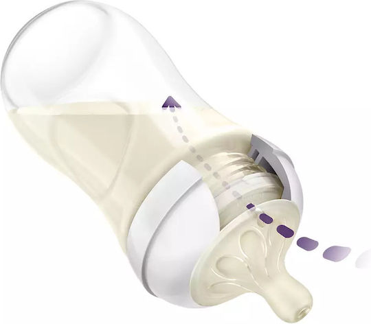 Philips Set Biberoane din Plastic Natural SCY903/03 Anti-colici cu Tetină din Silicon pentru 1+ Luni Alb 260ml 3 Bucăți