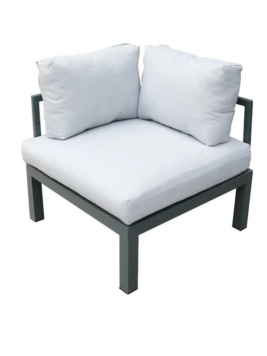 Canapea de colț Exterior Metalic Gri cu Perne 73.7x73.7x32cm Canapea de colț Exterior Metalic Gri cu Perne 73.7x73.7x32cm