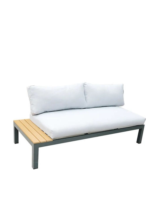 Corner Sofa Outdoor Metallic Gray with Pillows 73.7x73.7x32cm