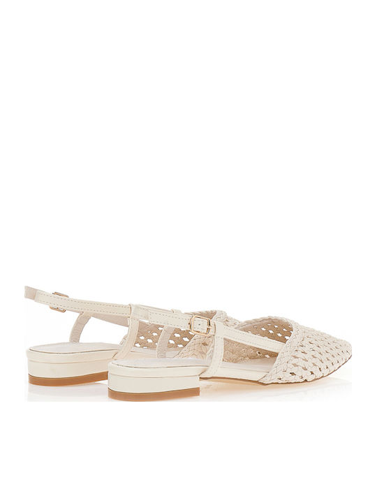 Damen Ballerinas Spitz zulaufend mit Riemen in Beige Farbe