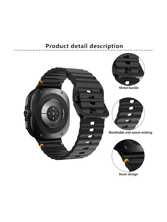 Samsung Galaxy Watch Ultra 2025 47mm Kalebol Silicone Strap Wavy Design Midnight Blue