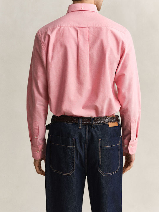 Reg Long Sleeve Cotton Shirt in Regular Fit Pink
