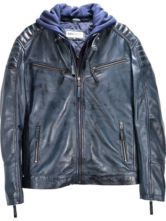 Leder Herren Jacke Dunkelblau