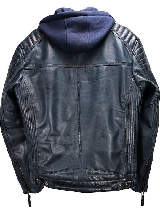 Leder Herren Jacke Dunkelblau