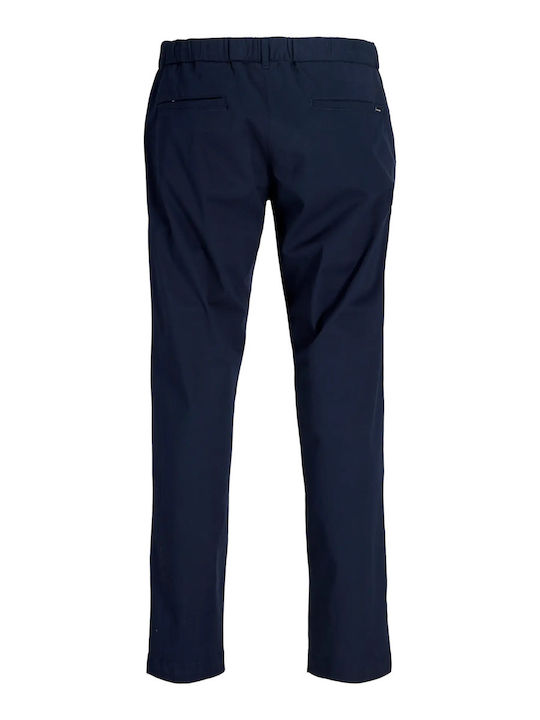 Elastic Trousers in Relaxed Fit Dark Blue
