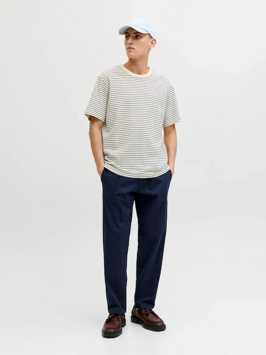 Elastic Trousers in Relaxed Fit Dark Blue
