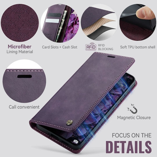 Caseme 033 Retro Θήκη Βιβλίο Purple Xiaomi Redmi Note 15 Pro Plus 5g/poco M8 Pro 5g