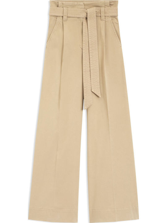 Women's Fabric Trousers Dark Beige