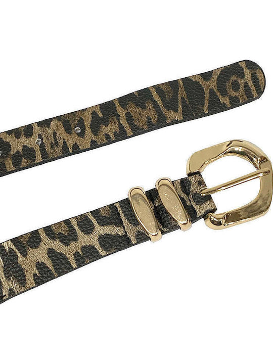 Damen Gürtel Breite Elastisch Gold 3088-Leopard