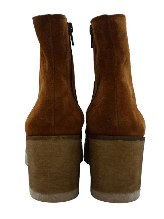 Leather Women's Ankle Boots Tabac Brown