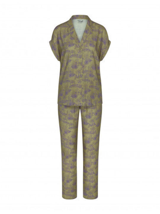 Triumph Winter Damen Pyjama-Set Green Boyfriend
