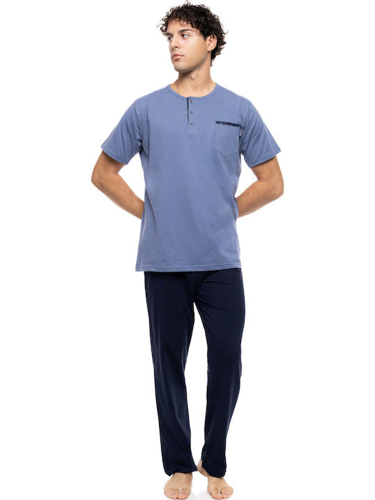 Ulisse Sommer Herrenpyjama Cosmos Blau