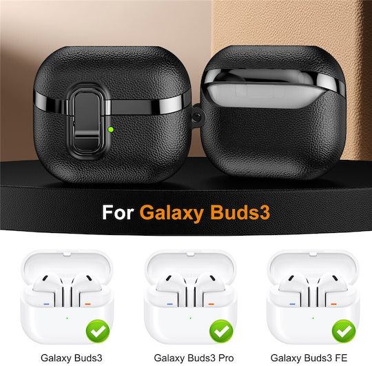 Snap Switch Litchi Textur Fall Samsung Galaxy Buds3 Pro Schwarz