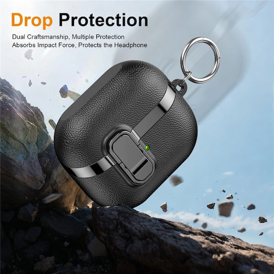 Snap Switch Litchi Textur Fall Samsung Galaxy Buds3 Pro Schwarz