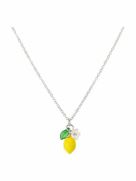 Awear Necklace With Flower Design Made Of Gold Plated Steel