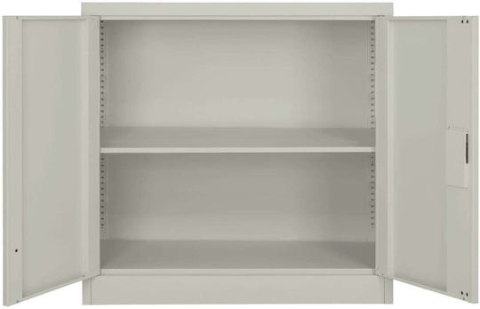 Metallic Shoe Rack with Locking Capability with Divider & 2 Shelves Grey 90x40x90 cm