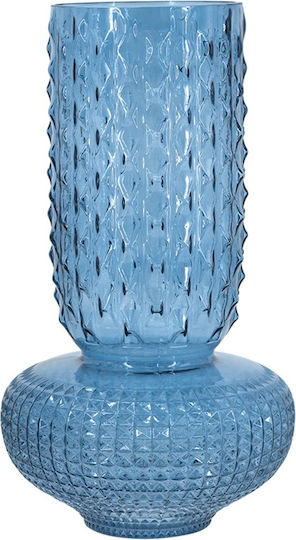 Artekko Διακοσμητικό Βάζο Γυάλινο Glassy Μπλε 21.3x21.3xΥ38.3cm