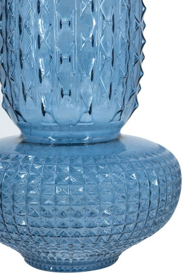 Artekko Διακοσμητικό Βάζο Γυάλινο Glassy Μπλε 21.3x21.3xΥ38.3cm