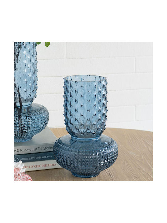 Artekko Decorative Vase Glassy Blue 21.5x21.5x32.6cm