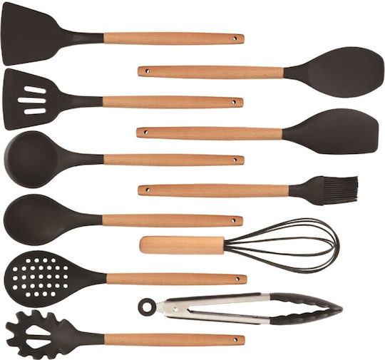 Cheffinger Set de Gătit din Silicon cu Suport 12buc Negru