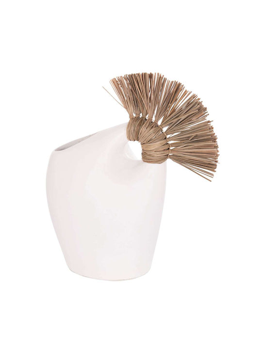 Tabletop Decor Fb94671.02 White Terracotta & Grass--44x18x50cm