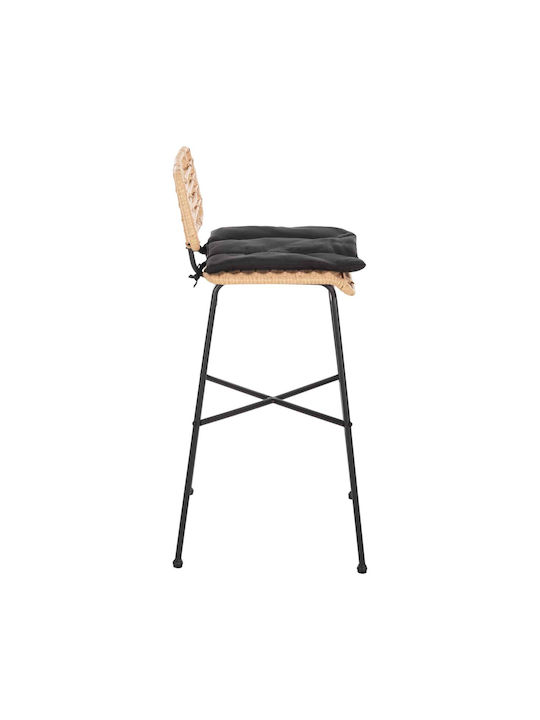 Hocker für Bar Für den Außenbereich Rattan mit Kissen Black-wicker Beige 1Stück 48x49x99.5cm