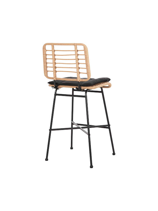 Scaun Rafturi și dulapuri pentru vin de Grădină Rattan cu pernă Black-wicker Beige 1buc 46x46x99cm