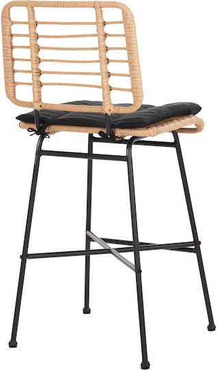 Stool for Bar Outdoor Black-wicker Beige 46x46x99cm