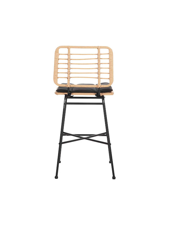 Scaun Rafturi și dulapuri pentru vin de Grădină Rattan cu pernă Black-wicker Beige 1buc 46x46x99cm