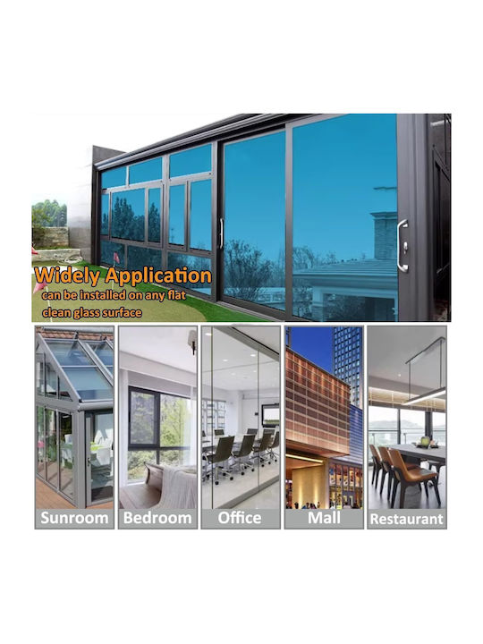 Folie Reflectorizantă Pentru Geam Efect Oglindă Zola Protecție Uv Solară 50 × 100 Cm 70% Transparență 30 Microni Albastru-deschis Argintiu