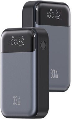 Usams CD221 Power Bank 10000mAh 33W with USB-A Port and USB-C Port Gray