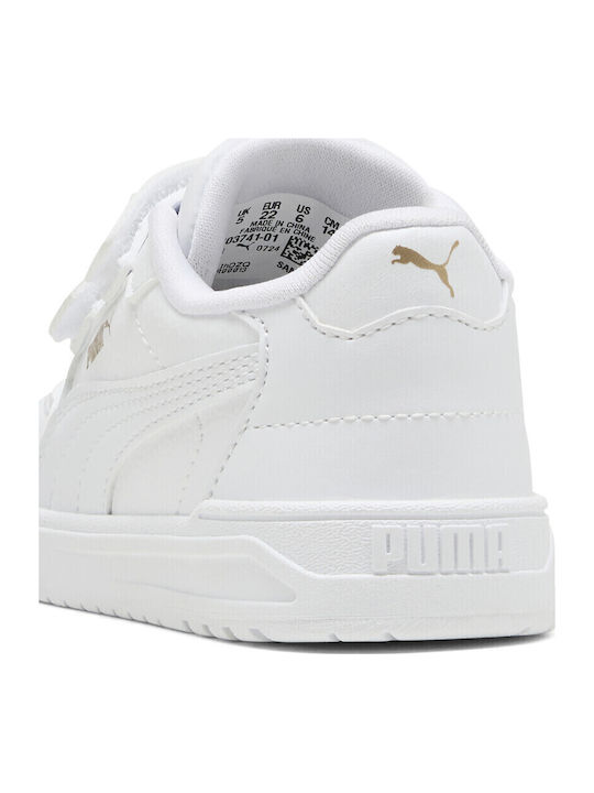 Shuffle Παιδικά Sneakers Ανατομικά με Σκρατς Λευκά