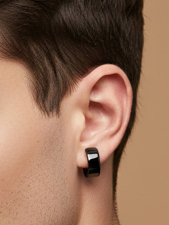 Sharks Bay Clothing Ανδρικό Μονό Σκουλαρίκι με Clip Cuff από Ατσάλι Μαύρο