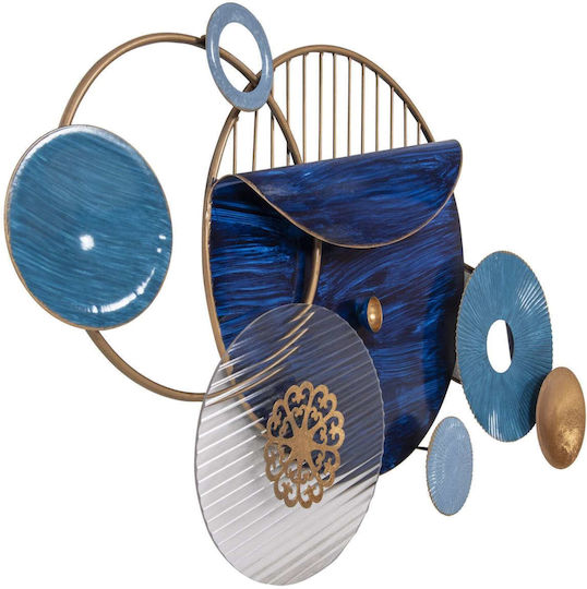 Wanddekoration Geometrisches Element Blau aus Metall 87x54cm