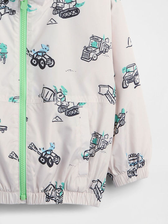 Waterproof Kids Casual Long Windproof Jacket with Lining White