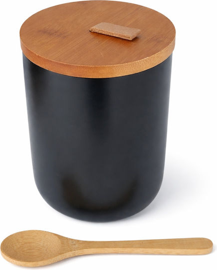 Set of 2 Jars for Coffee / Sugar with Lid & Stand Made of Brown Porcelain 10.5x14.5cm Set of 2 Jars for Coffee / Sugar with Lid & Stand Made of Brown Porcelain 10.5x14.5cm