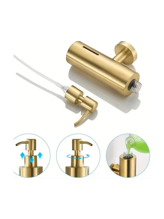Device Wall Mounted Kitchen Foam Dispenser Made of Gold Inox Stainless Steel 200ml