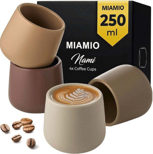 Miamio Nami Collection Κούπα Κεραμική Μπεζ 250ml 4τμχ