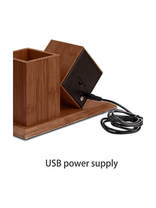 Uncle George Tischuhr Digital LED Holz mit Wecker Braun 01.06.04-0010-BRWN