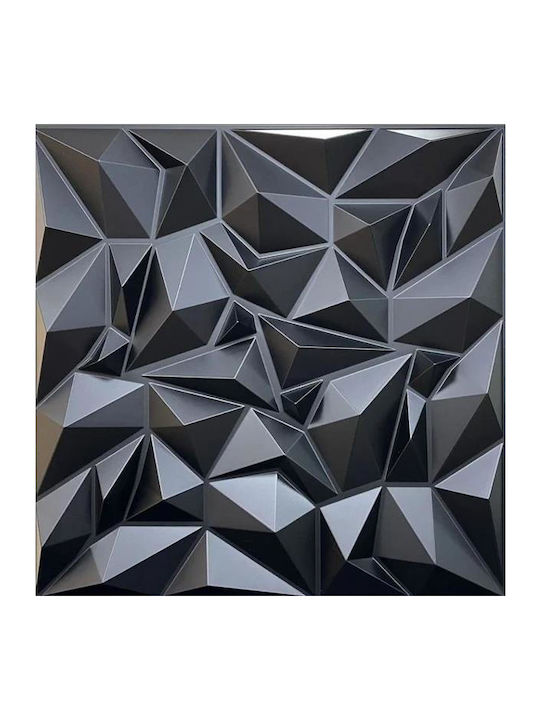3D Релефен Декоративен Стенен Панел PVC 50cm x 50cm Diamond Черен 1 Бр D101b